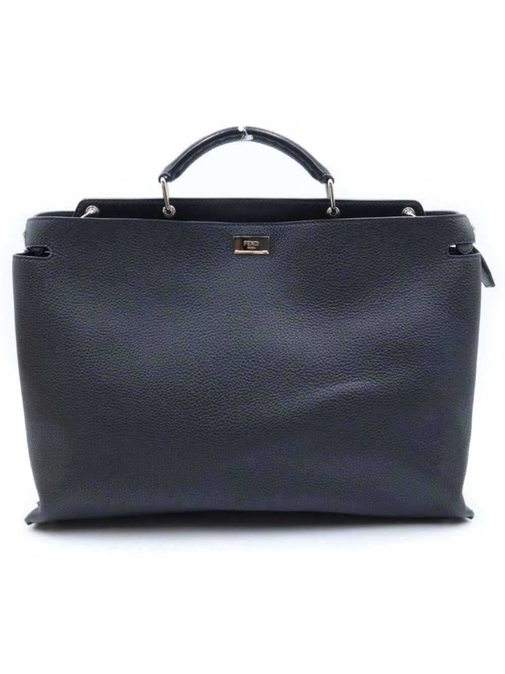 Fendi Peekaboo Essentially Iconic 2-Way Shoulder Bag Black Leather Silver
